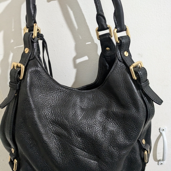 Michael Kors Black Leather Shoulder Bag with Gold Accents - Picture 8 of 14